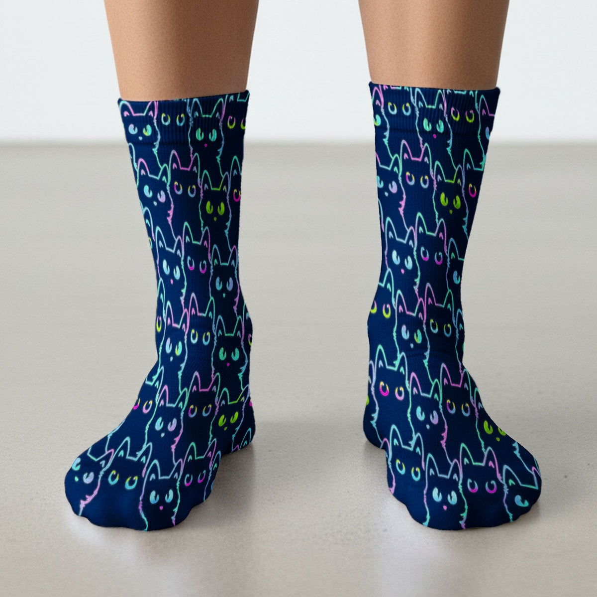 Neon Black Cat Nurse Socks