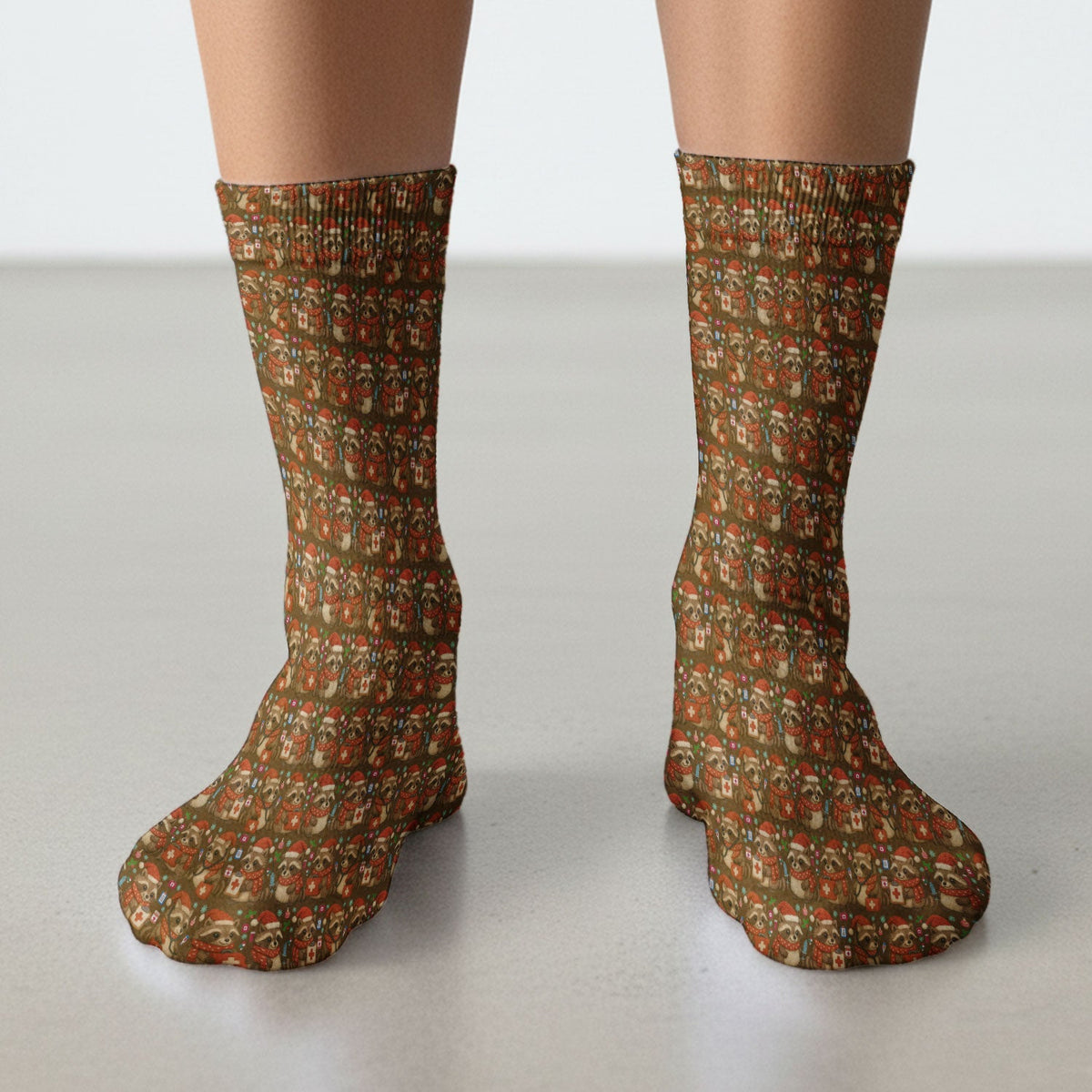 Christmas Raccoon Nurse Socks