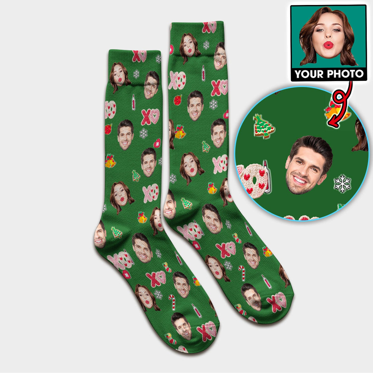Personalized Photo Face Nurse Scrub Socks