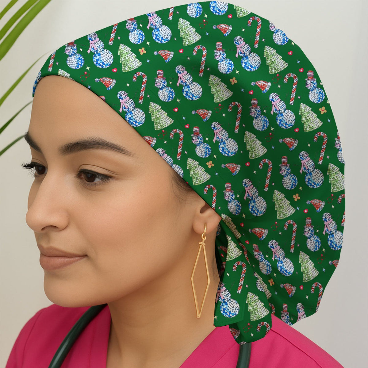 Christmas Snowman Scrub Cap