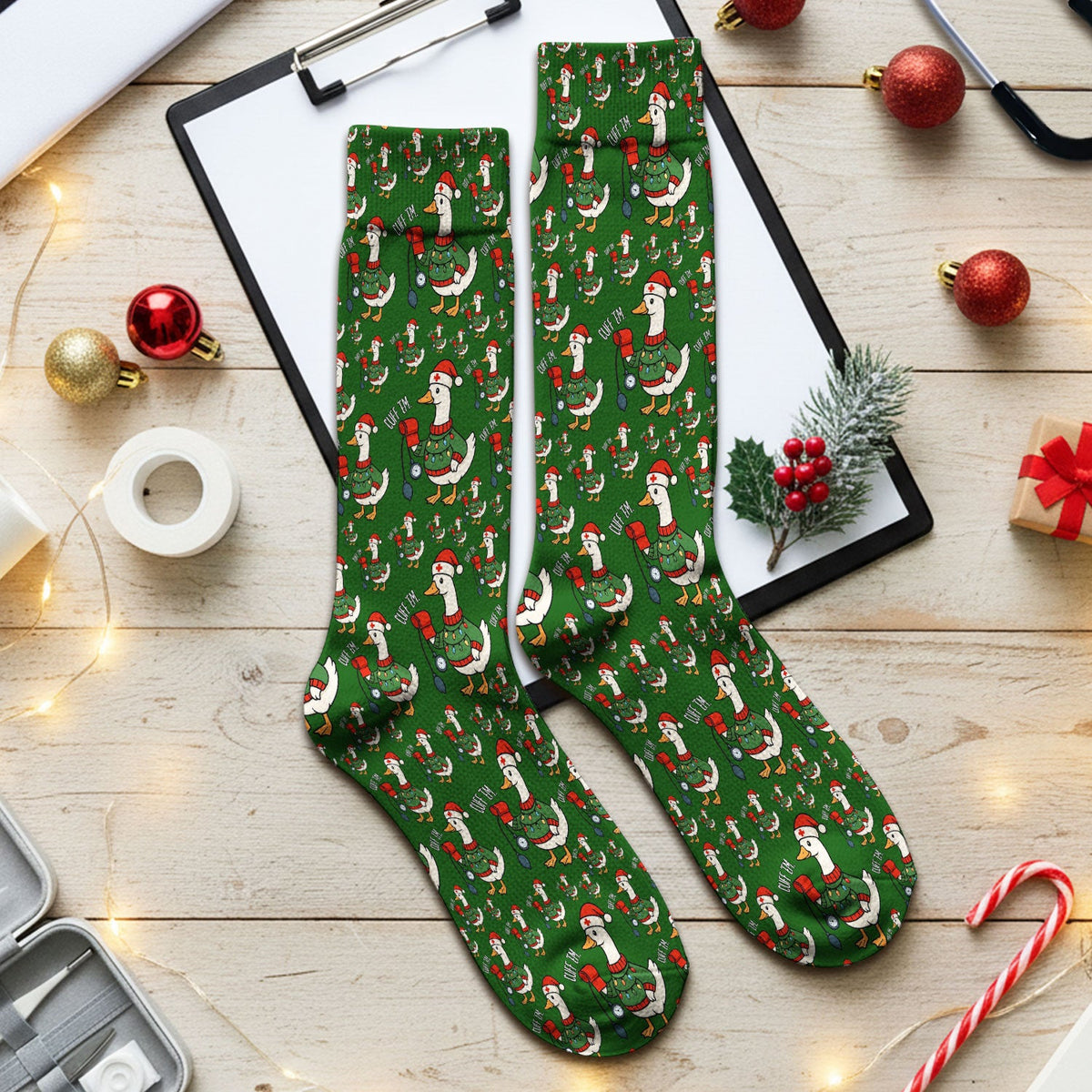 Christmas Duck Nurse Socks