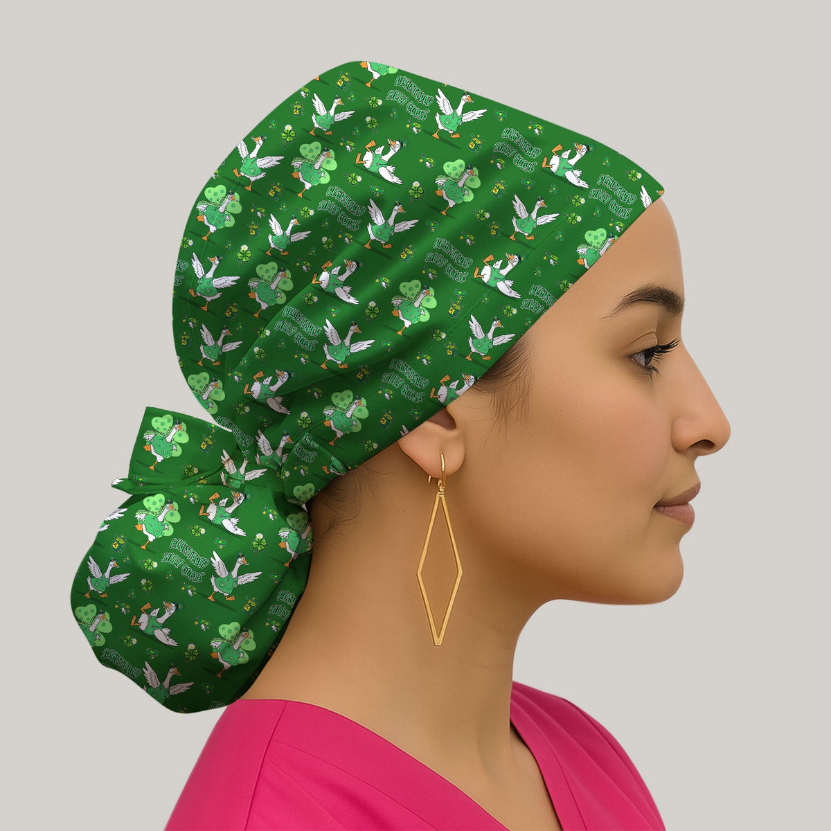 Silly Goose Shamrock Scrub Cap