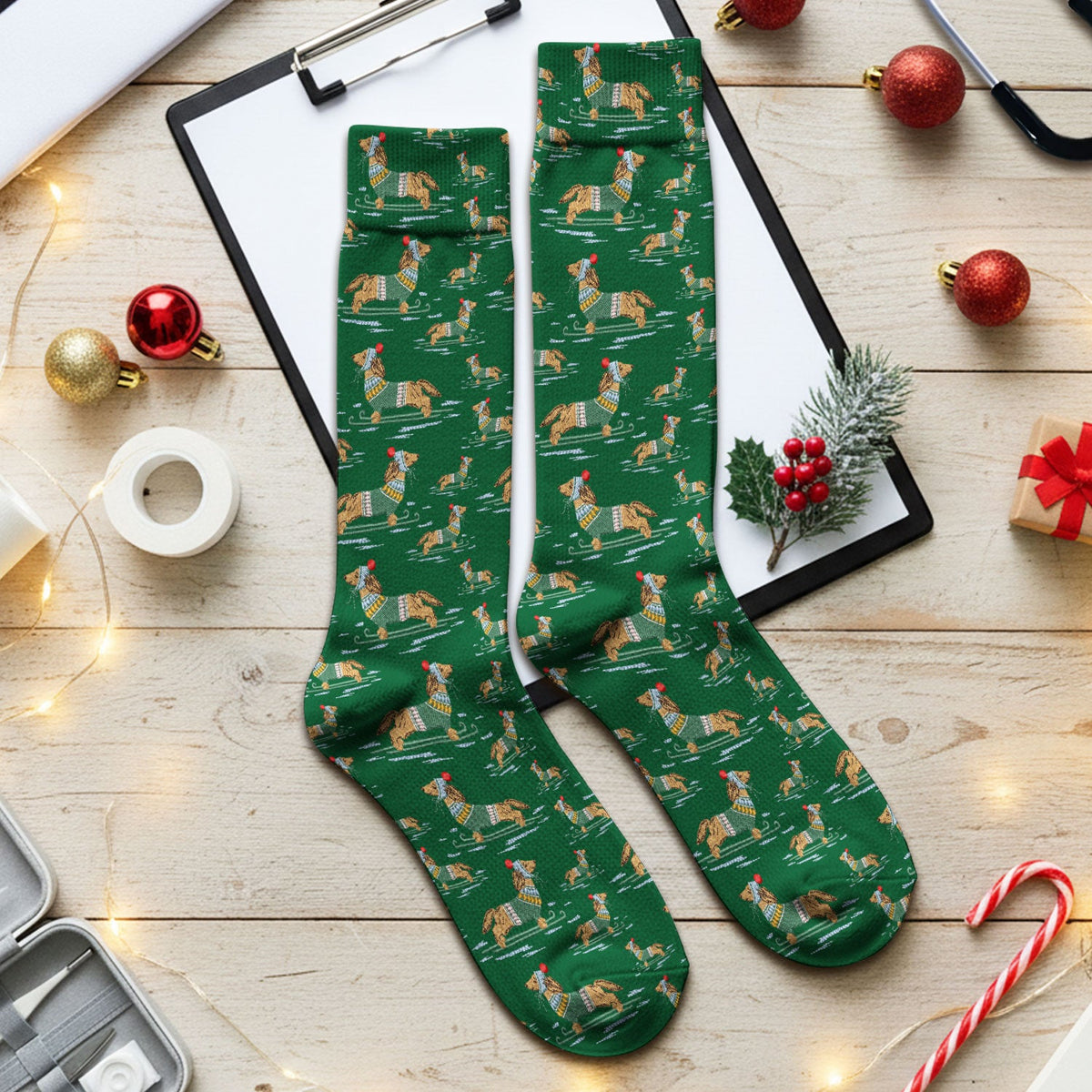 Dachshund Winter Nurse Socks