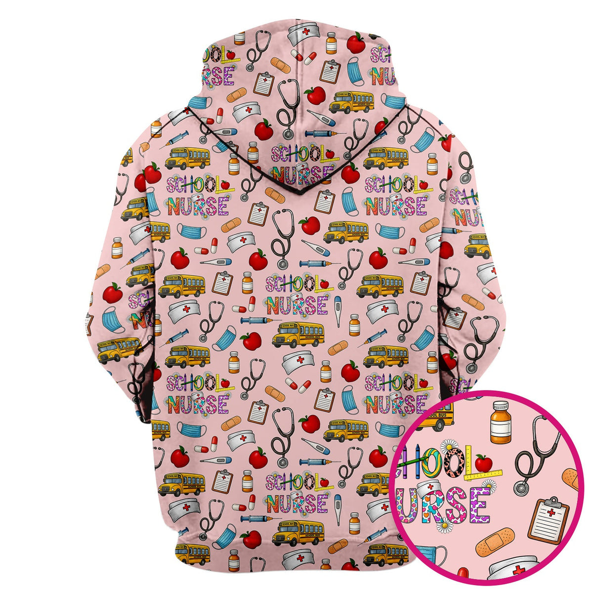 School Bus Stethoscope Nurse Scrub Top