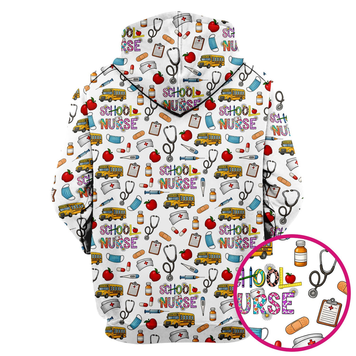 School Bus Stethoscope Nurse Scrub Top