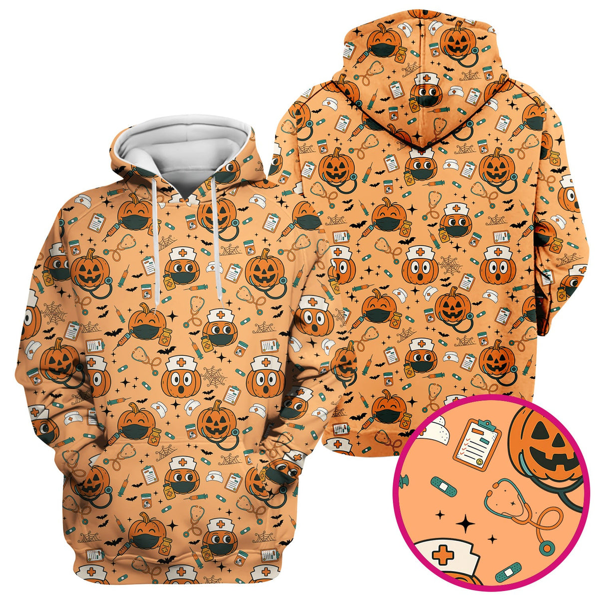 Spooky Holiday Nurse Scrub Top - Halloween Gift
