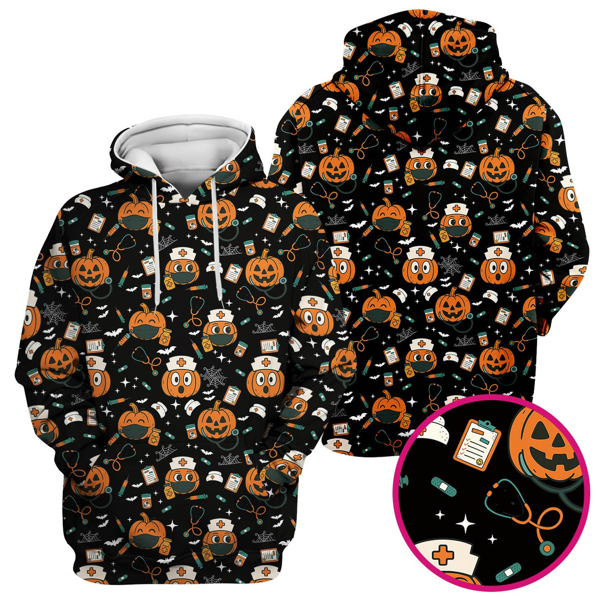Spooky Holiday Nurse Scrub Top - Halloween Gift