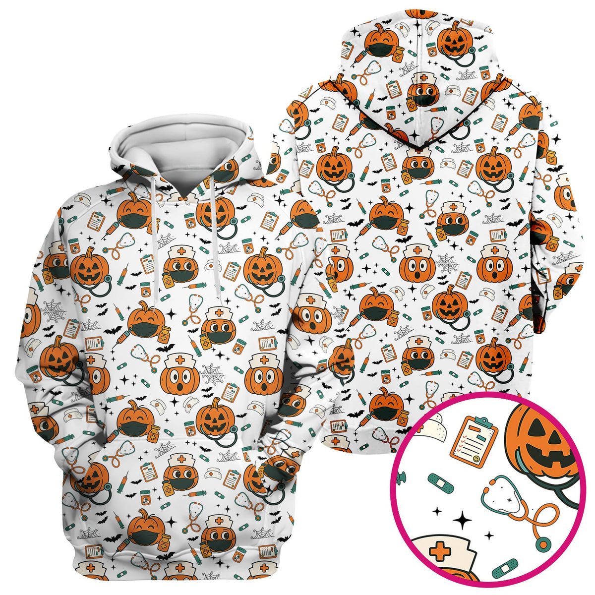 Spooky Holiday Nurse Scrub Top - Halloween Gift