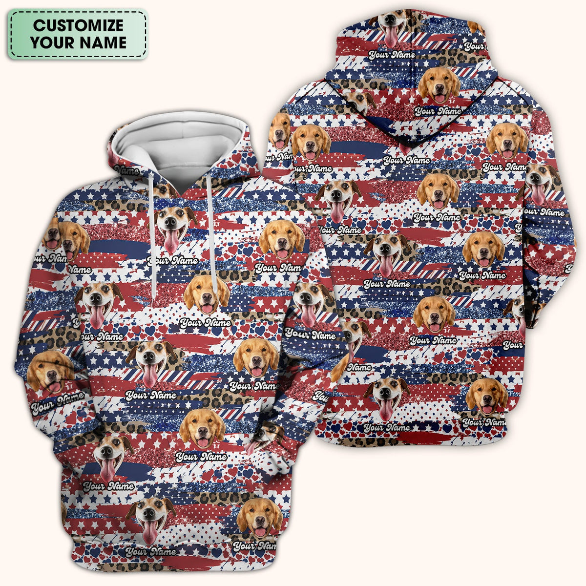 Dog Photo Flag Nurse Scrub Top