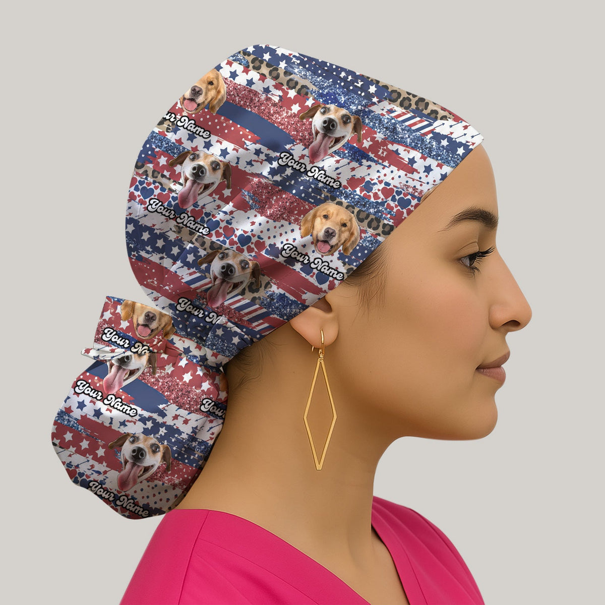 Dog Photo Flag Scrub Cap