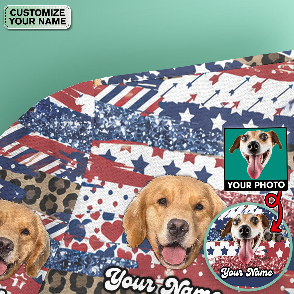 Dog Photo Flag Nurse Scrub Top