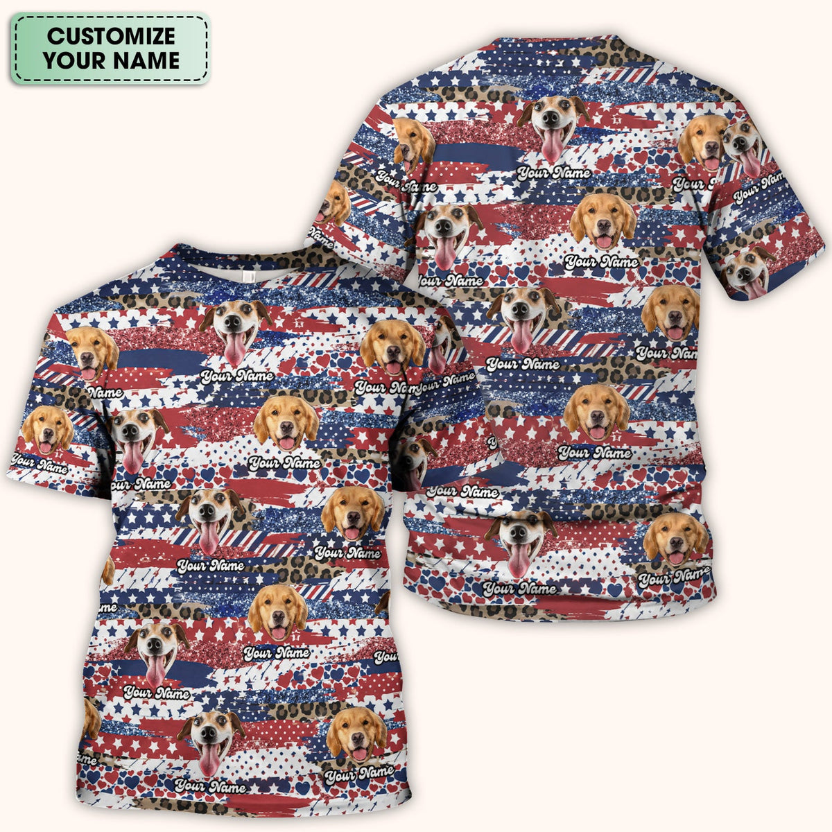 Dog Photo Flag Nurse Scrub Top