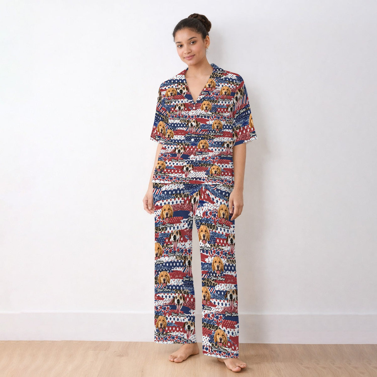 Dog Photo Flag Pajama Set