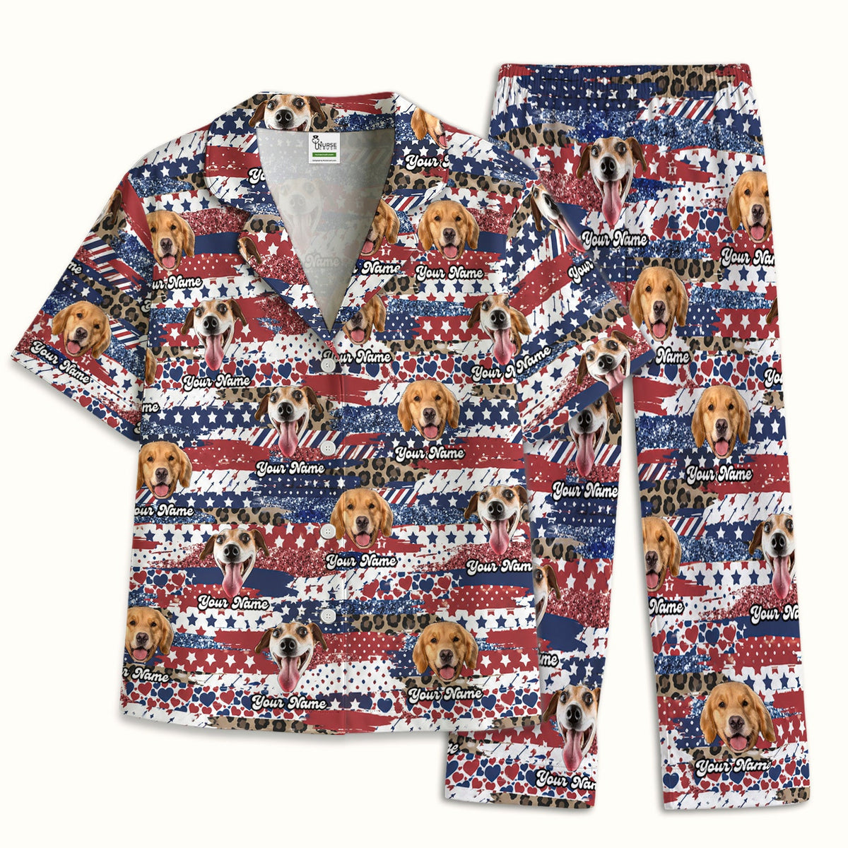Dog Photo Flag Pajama Set