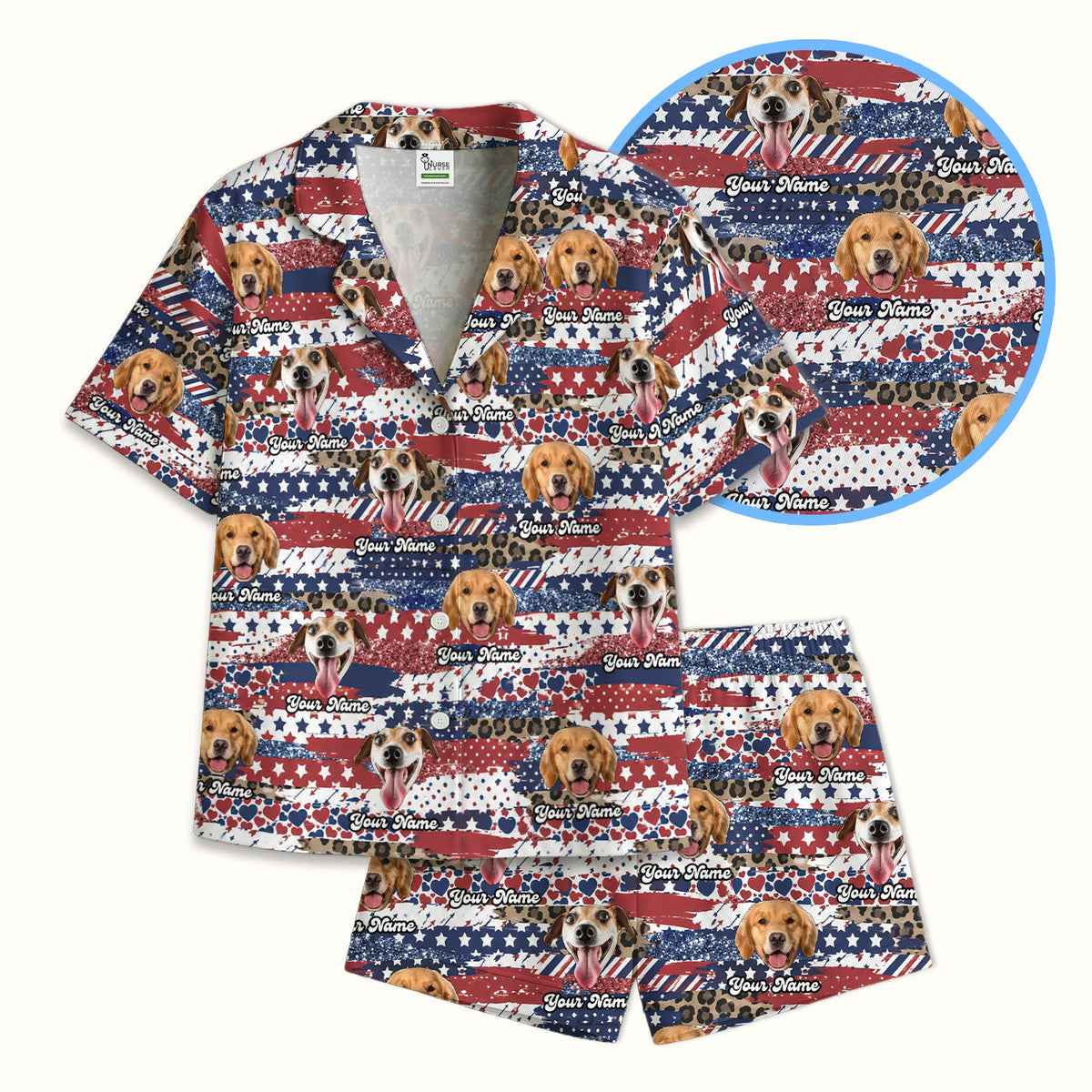 Dog Photo Flag Pajama Set