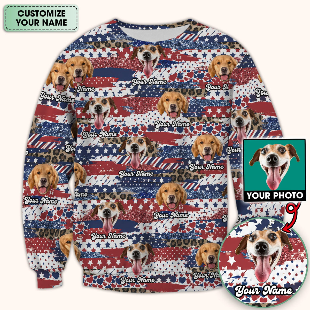 Dog Photo Flag Nurse Scrub Top