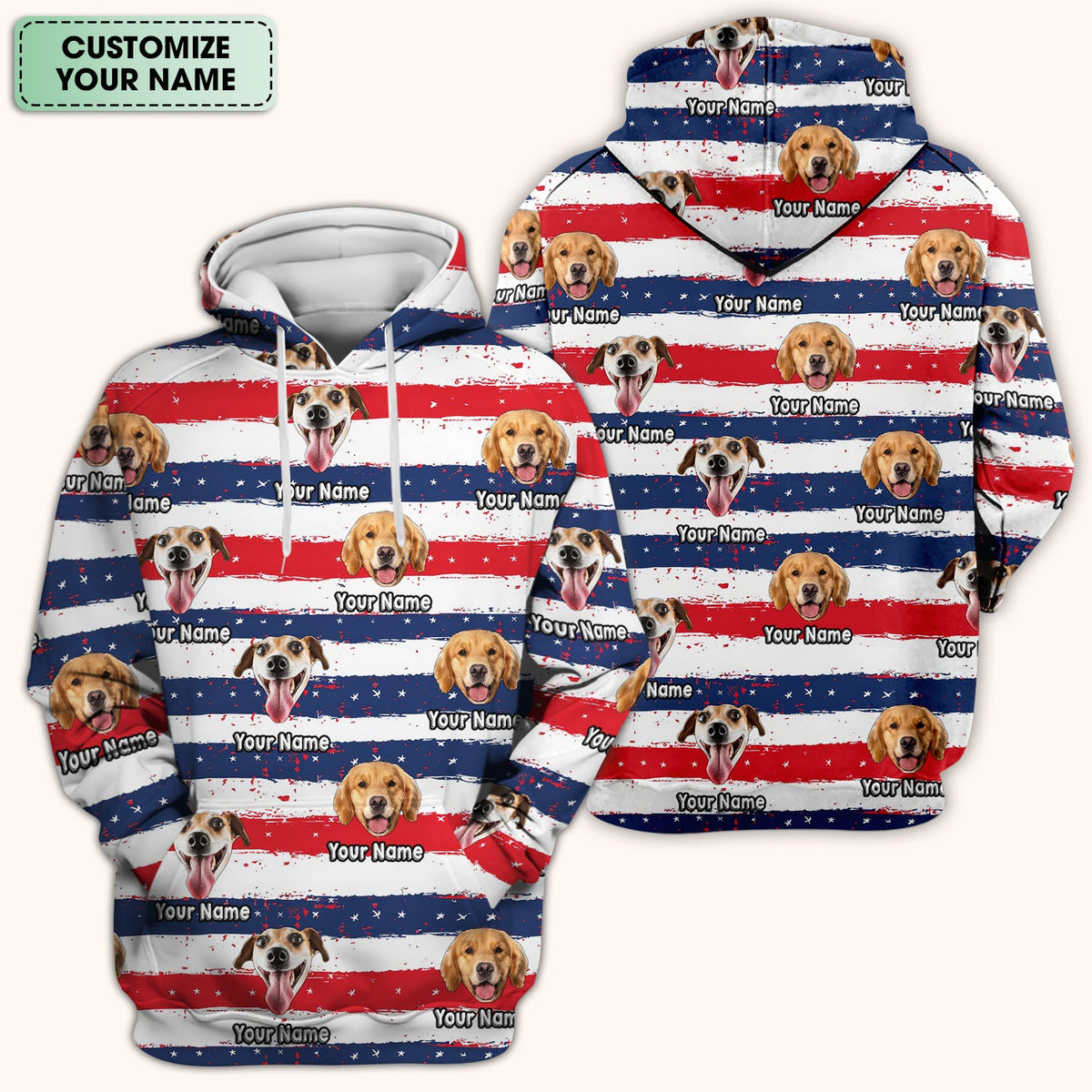 Personalized Dog Flag Stripe Nurse Scrub Top
