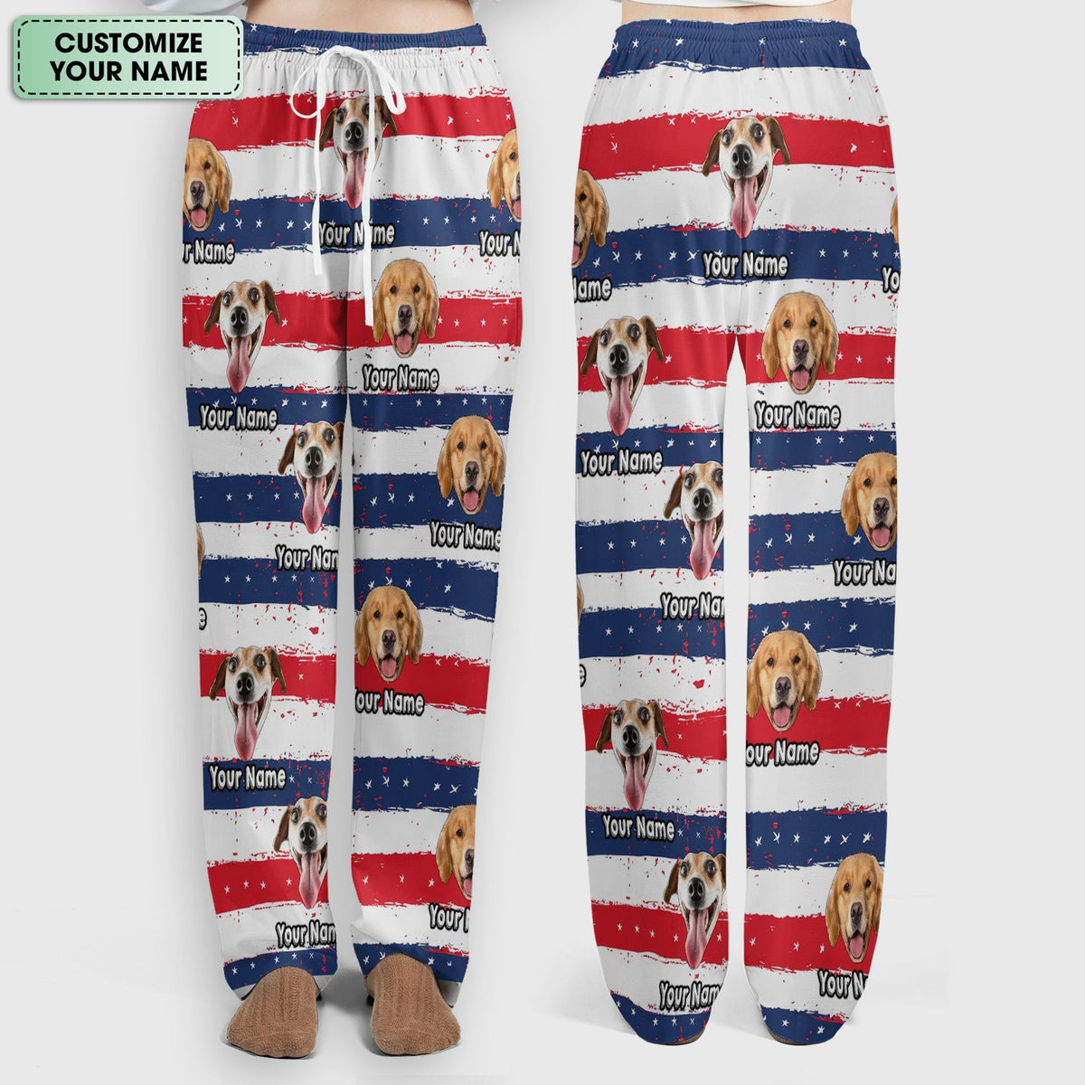 Personalized Dog Flag Stripe Nurse Scrub Set