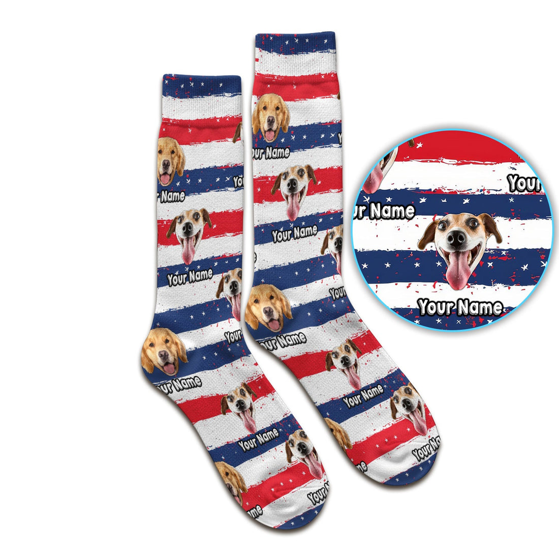Personalized Dog Flag Stripe Nurse Socks