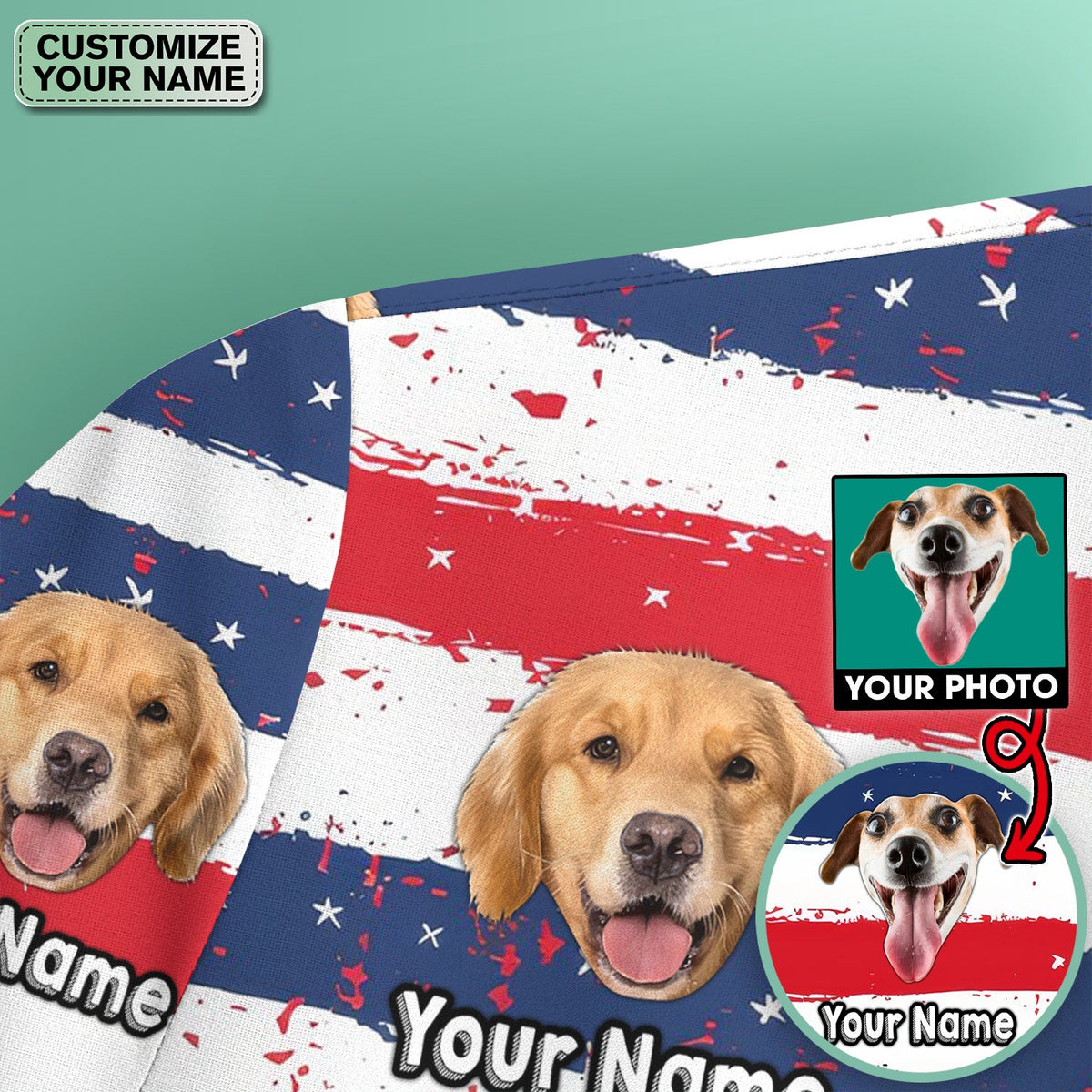 Personalized Dog Flag Stripe Nurse Scrub Top