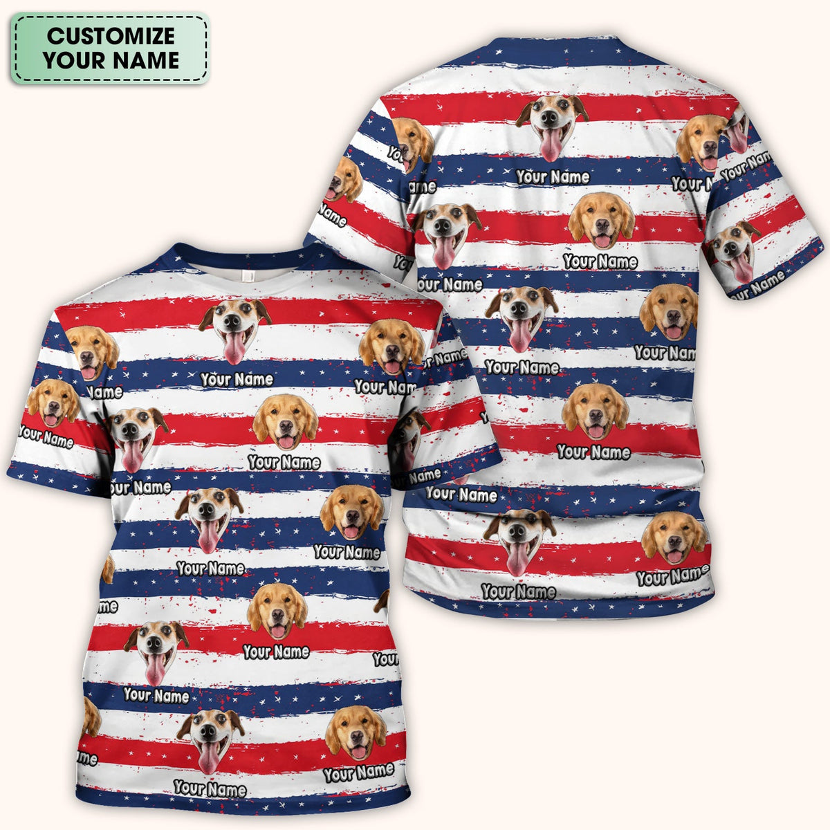 Personalized Dog Flag Stripe Nurse Scrub Top