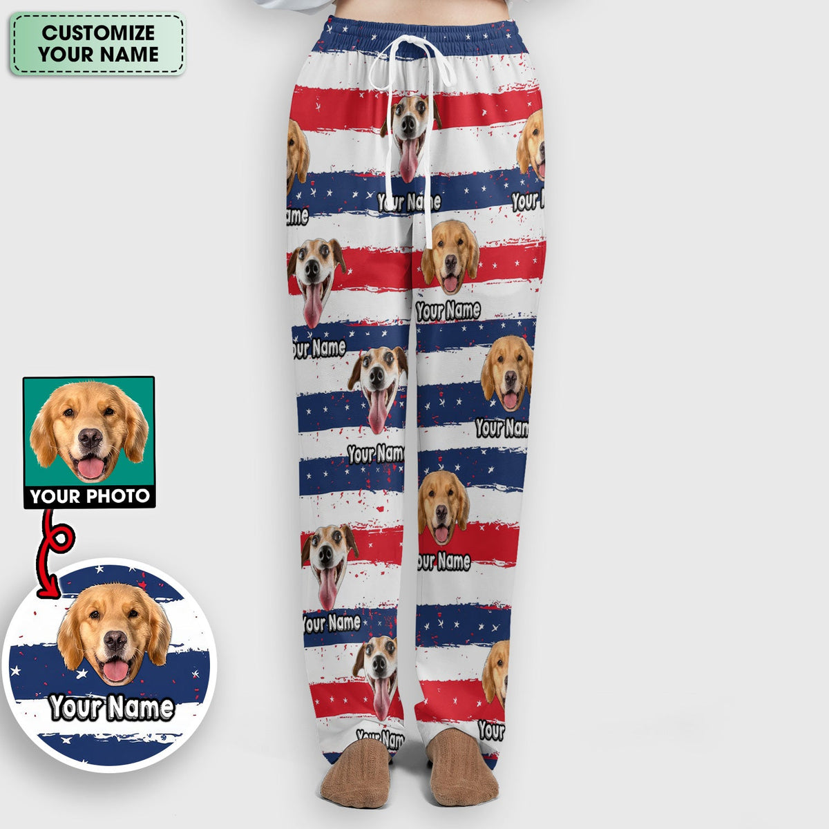 Personalized Dog Flag Stripe Nurse Scrub Set