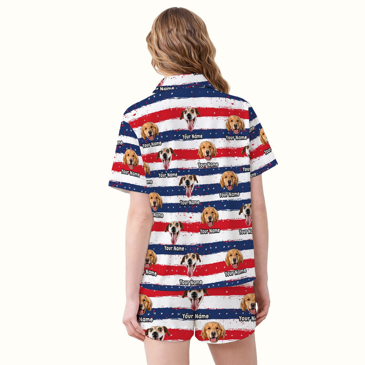 Personalized Dog Flag Stripe Pajama Set