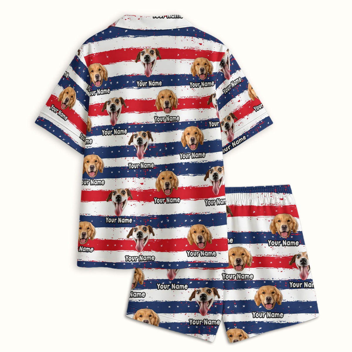 Personalized Dog Flag Stripe Pajama Set