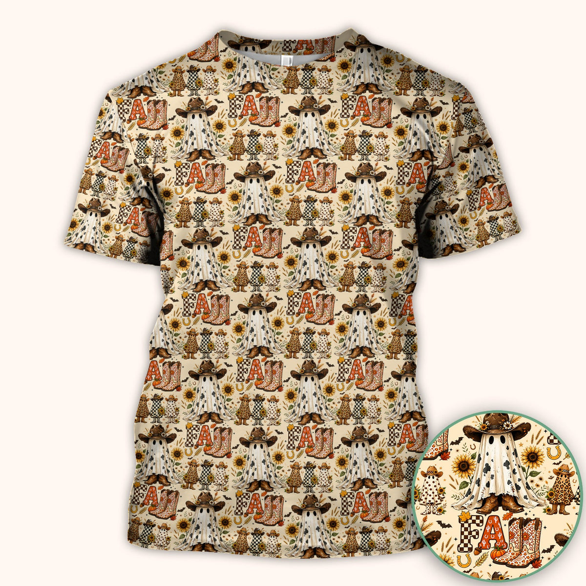 Cowboy Boots Halloween Ghost Nurse Scrub Top