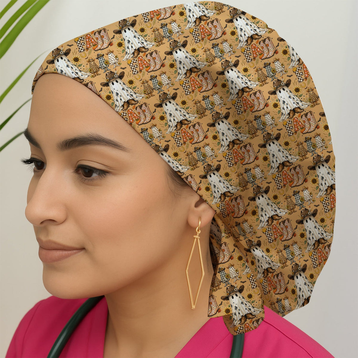 Cowboy Boots Halloween Ghost Scrub Cap