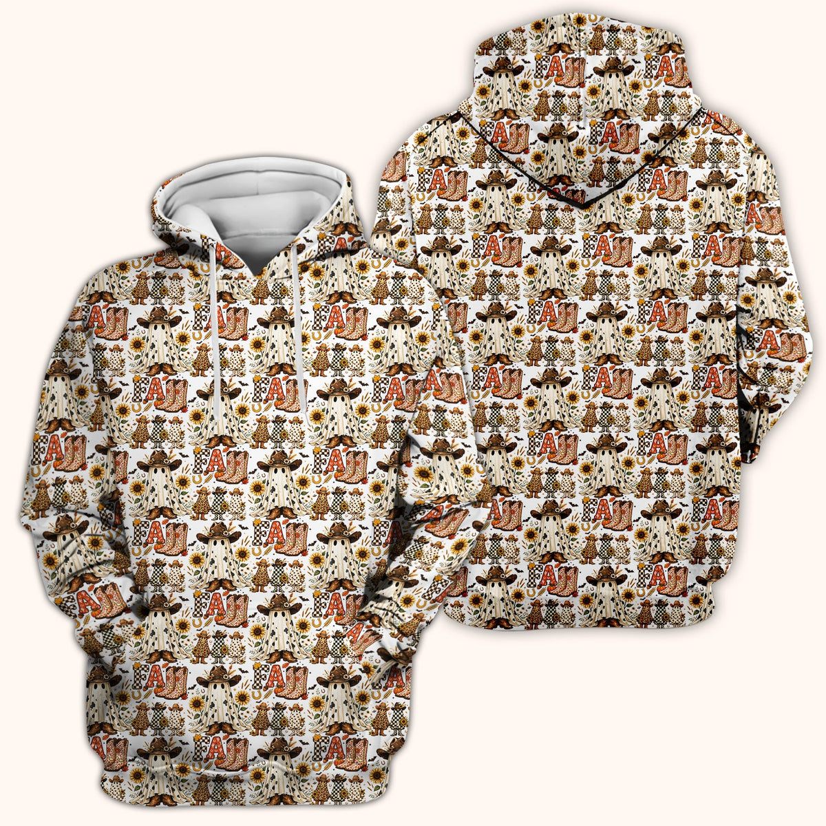Cowboy Boots Halloween Ghost Nurse Scrub Top