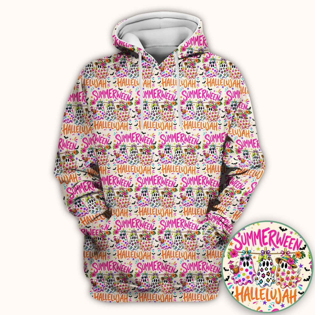 Summer Halloween Ghost Nurse Scrub Top