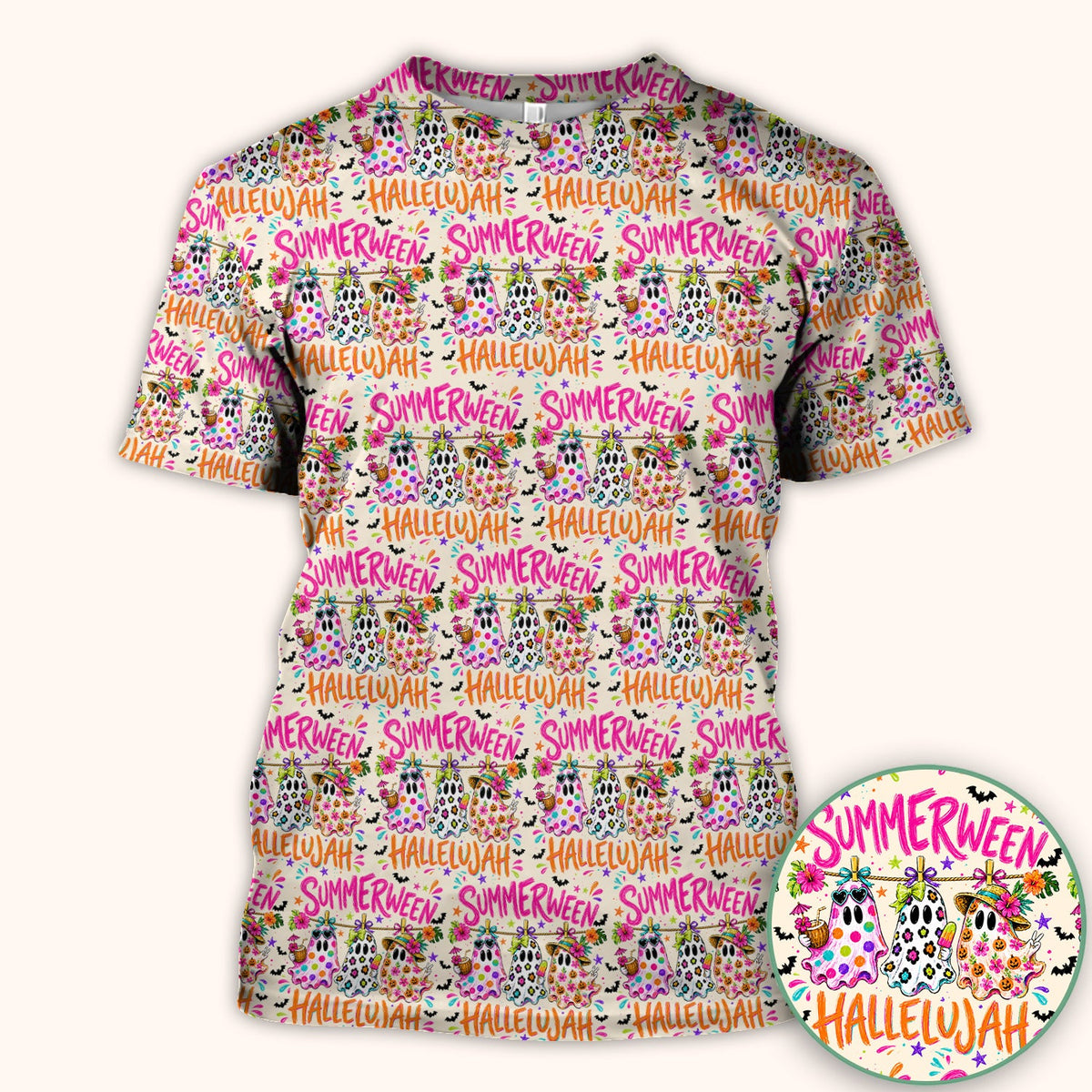 Summer Halloween Ghost Nurse Scrub Top