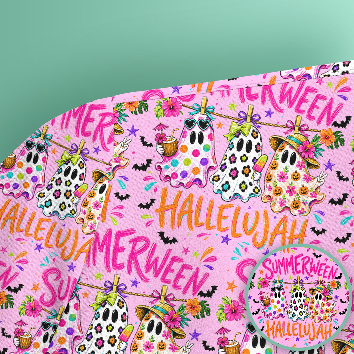 Summer Halloween Ghost Nurse Scrub Top
