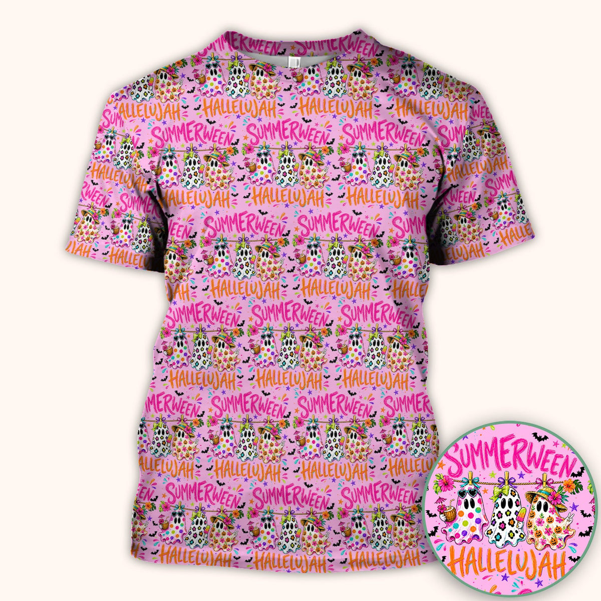 Summer Halloween Ghost Nurse Scrub Top