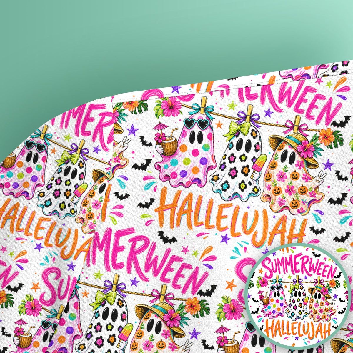 Summer Halloween Ghost Nurse Scrub Top