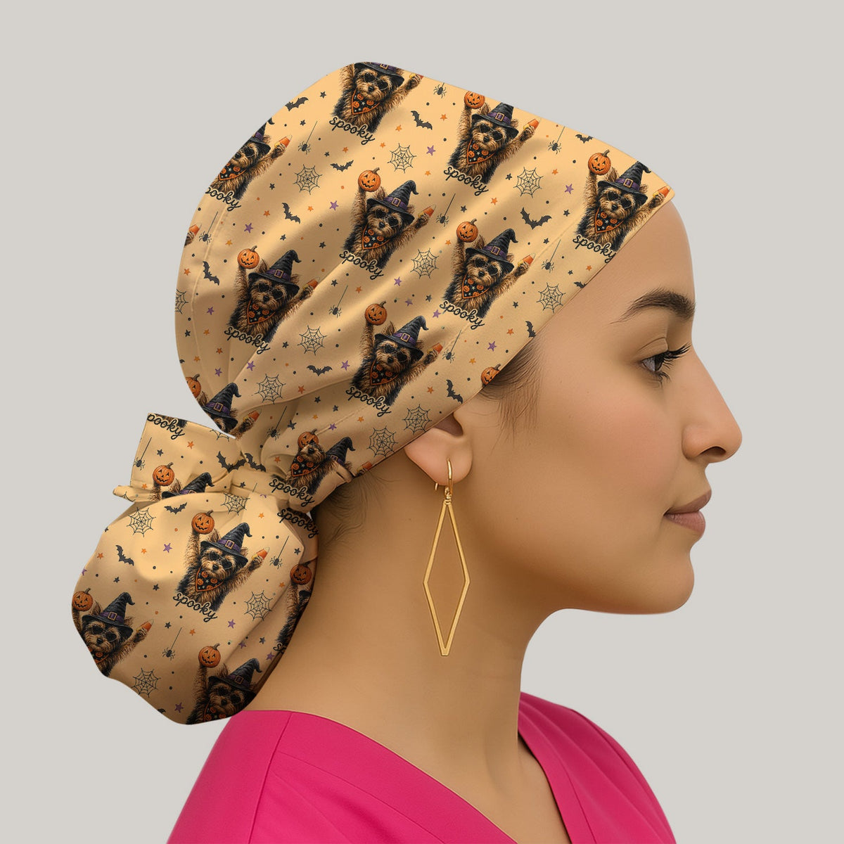 Spooky Yorkie Scrub Cap