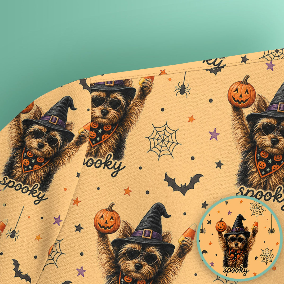 Spooky Yorkie Nurse Scrub Top