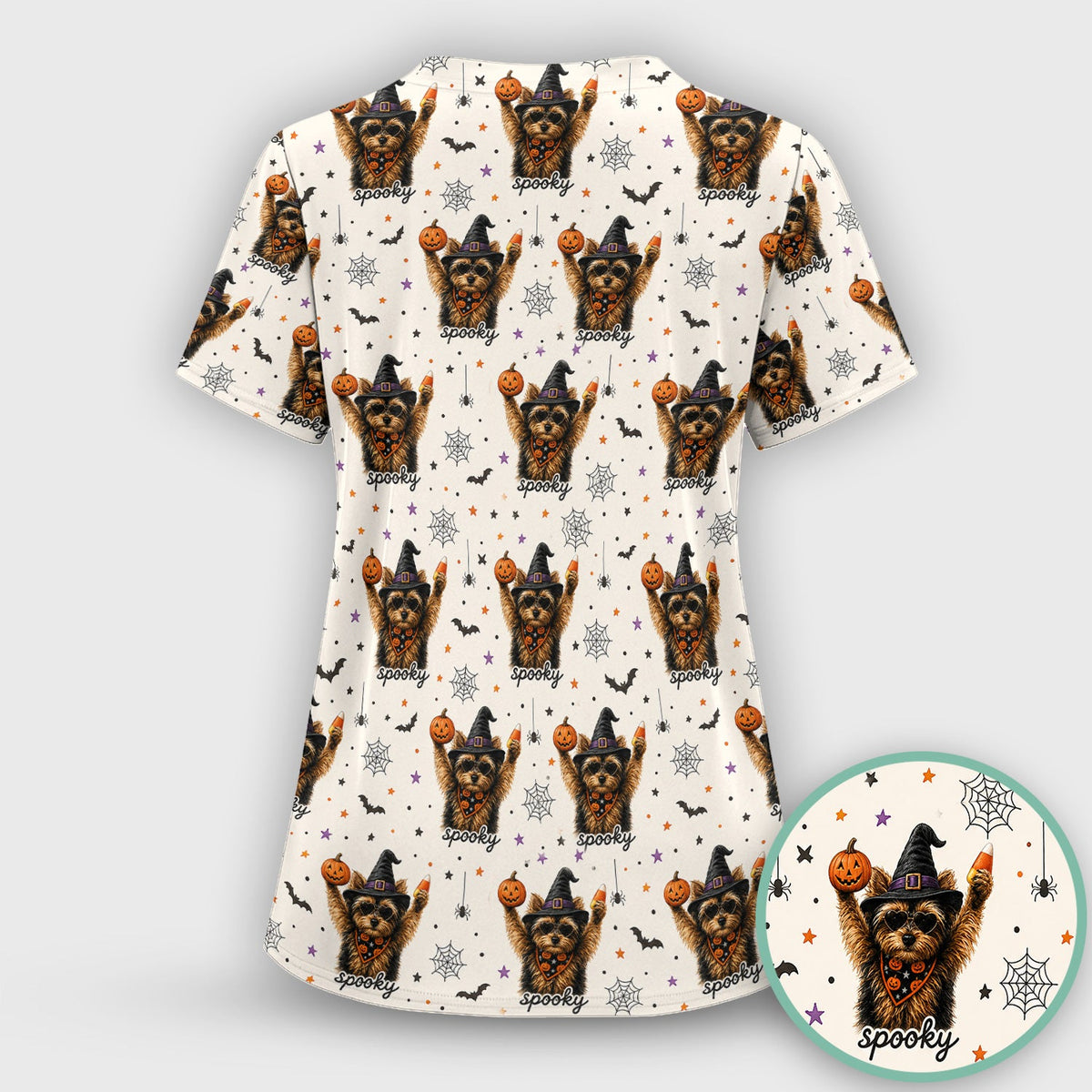 Spooky Yorkie Nurse Scrub Set