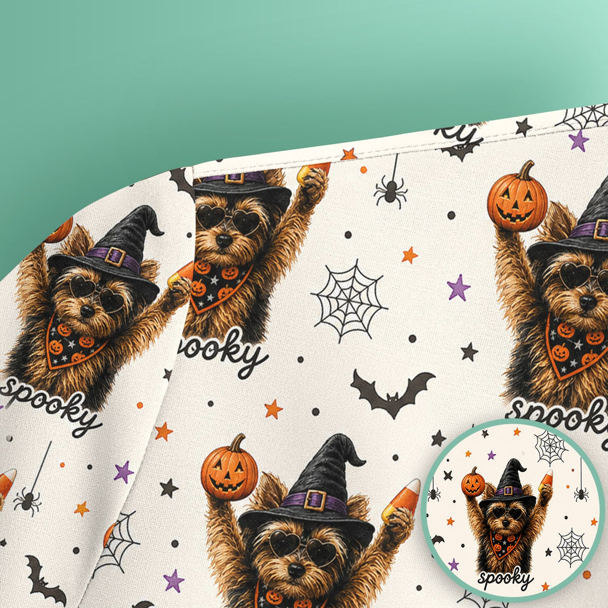 Spooky Yorkie Nurse Scrub Top