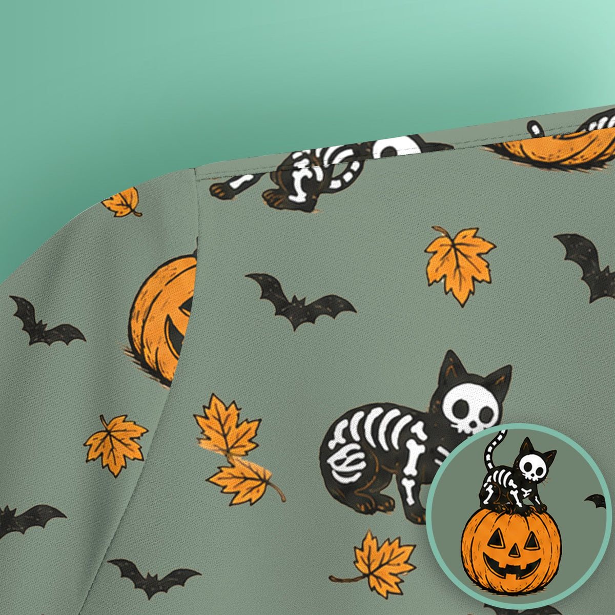 Skeleton Cat Nurse Scrub Top