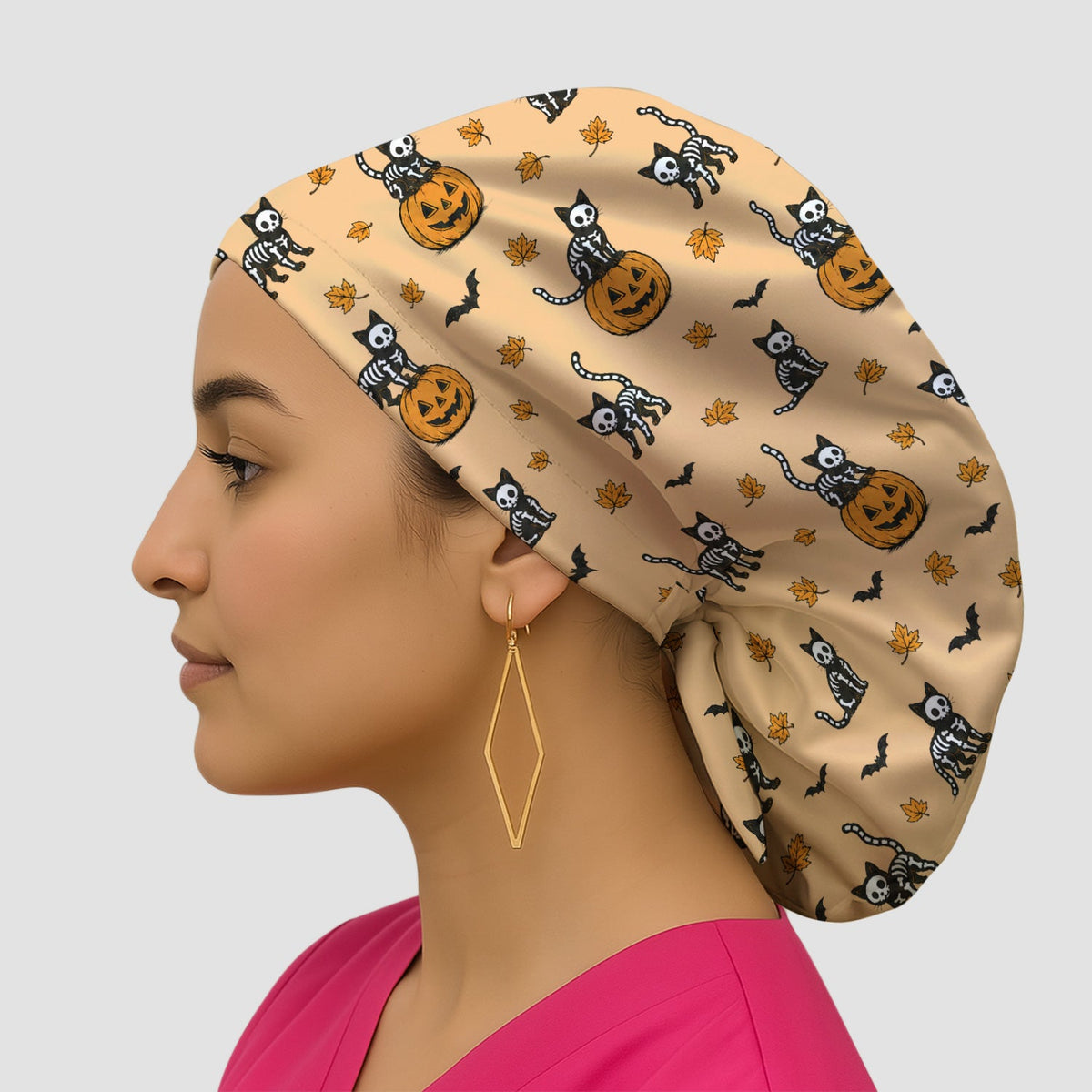 Skeleton Cat Scrub Cap