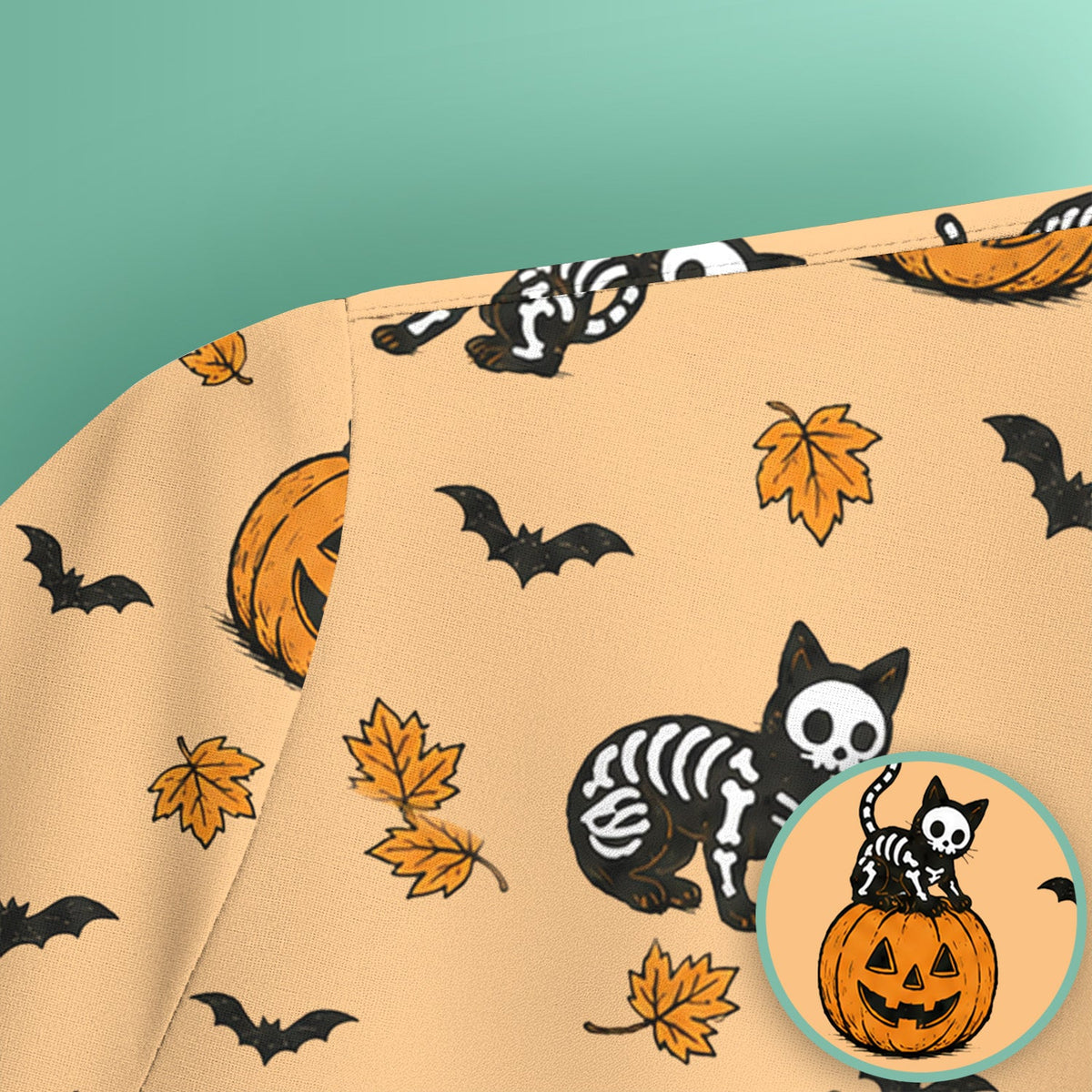 Skeleton Cat Nurse Scrub Top
