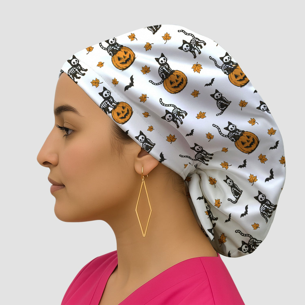 Skeleton Cat Scrub Cap