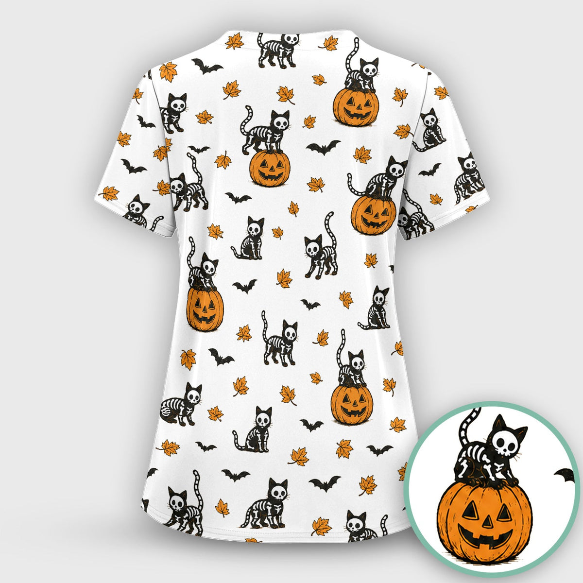Skeleton Cat Nurse Scrub Set