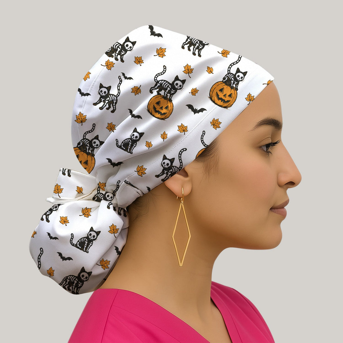 Skeleton Cat Scrub Cap