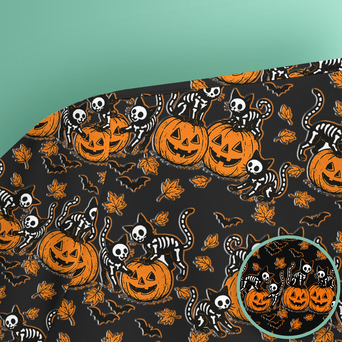 Skeleton Cat Nurse Scrub Top - Halloween Gift