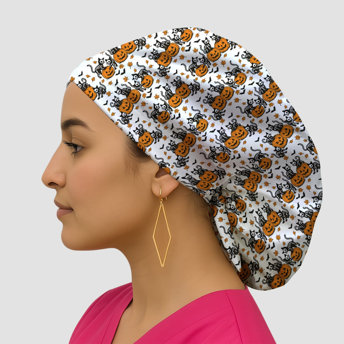 Skeleton Cat Scrub Cap - Halloween Gift For Nurse