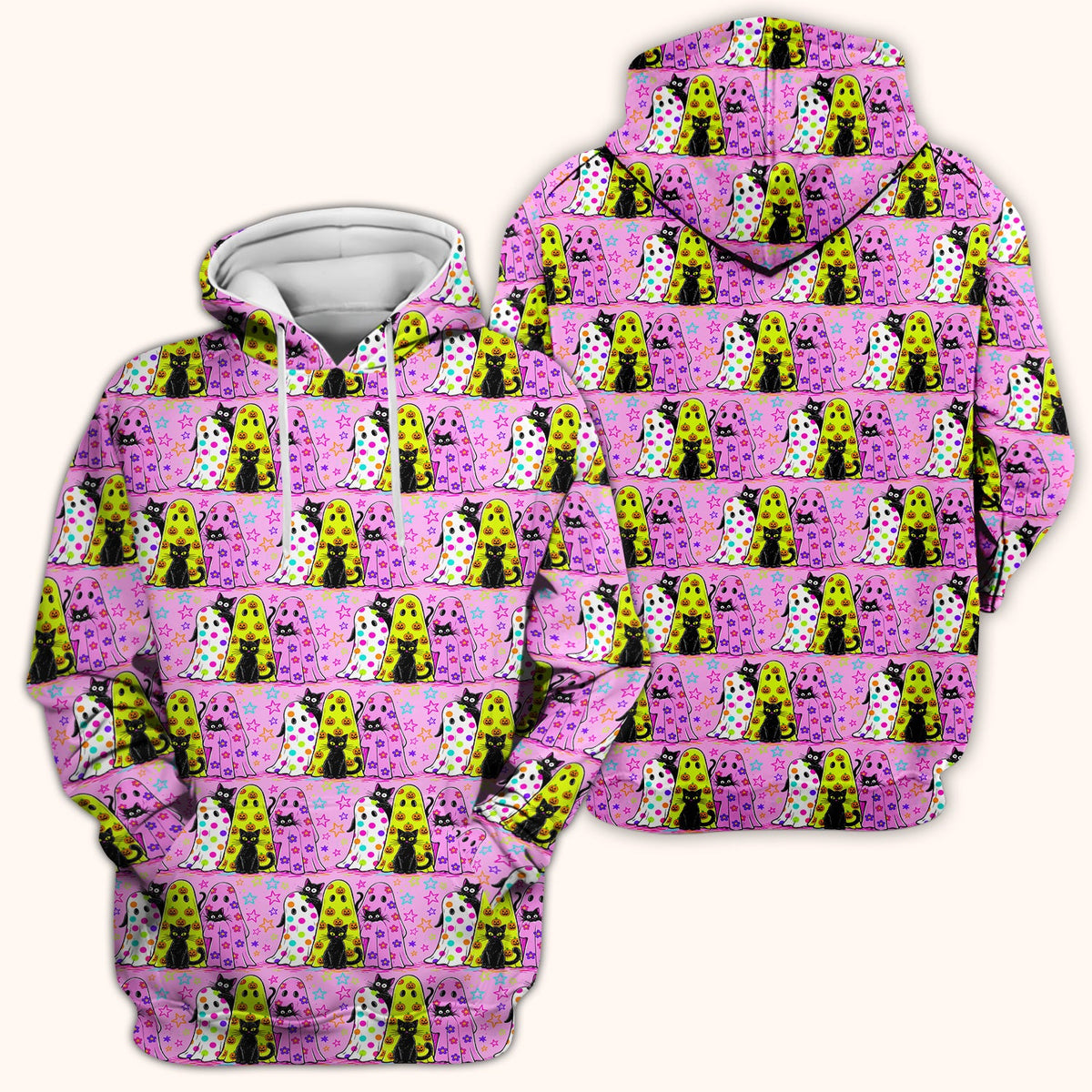 Spooky Ghost Cat Nurse Scrub Top