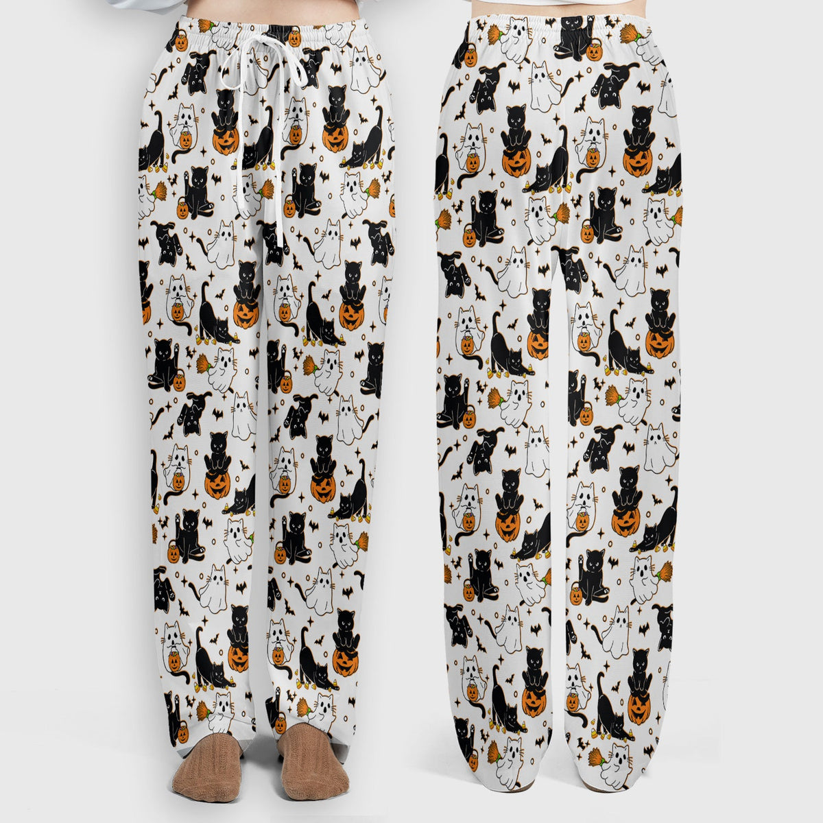 Cat Ghost Pumpkin Nurse Scrub Set - Halloween Gift